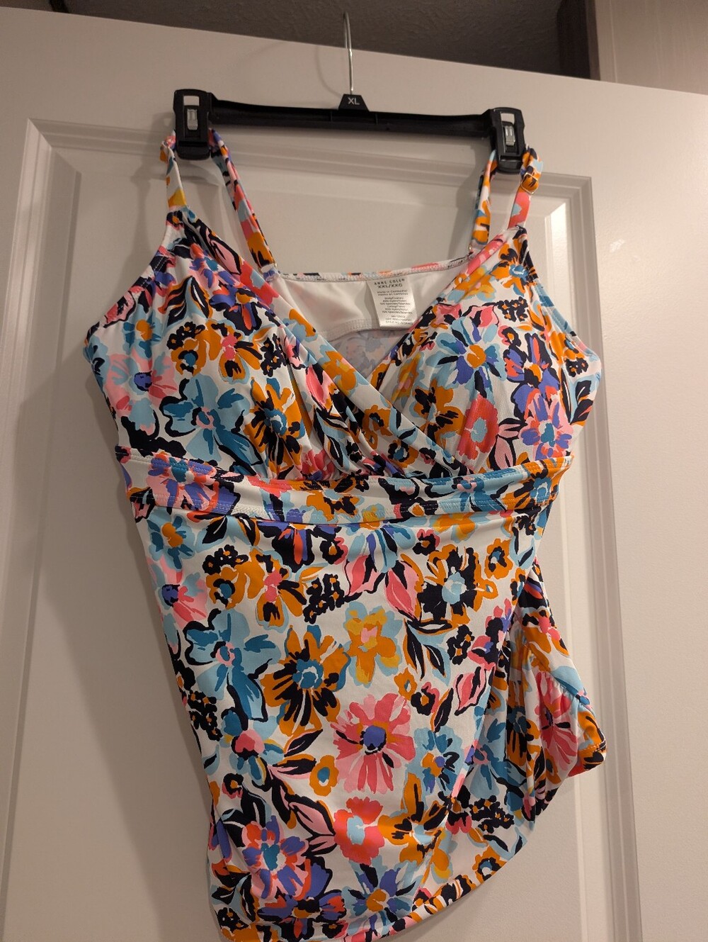 Anne Cole Multicolor Floral Surplice Tankini Top